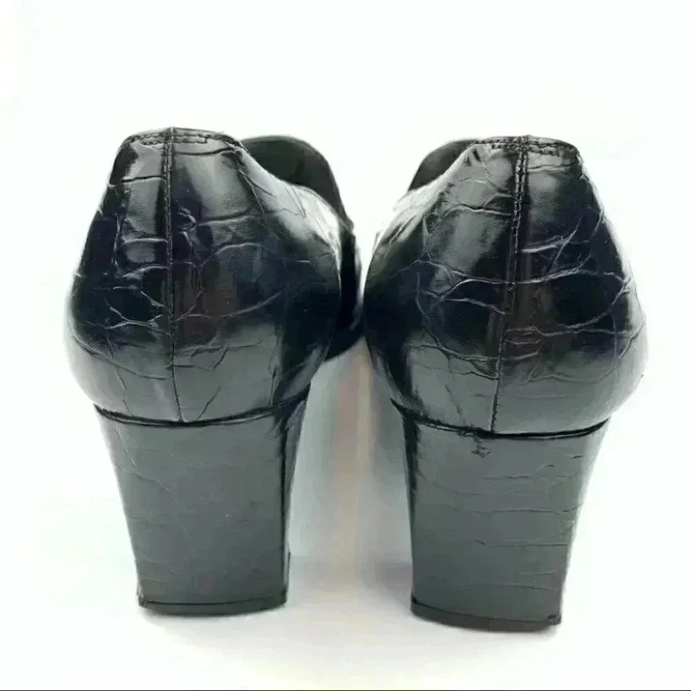 Stuart Weitzman heel 7 AA black leather square toe - Picture 4 of 13